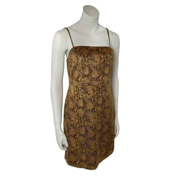 Faux Snakeskin Animal Print Camel Multi Juniors Mini Dress Size Large New - Picture 6 of 8